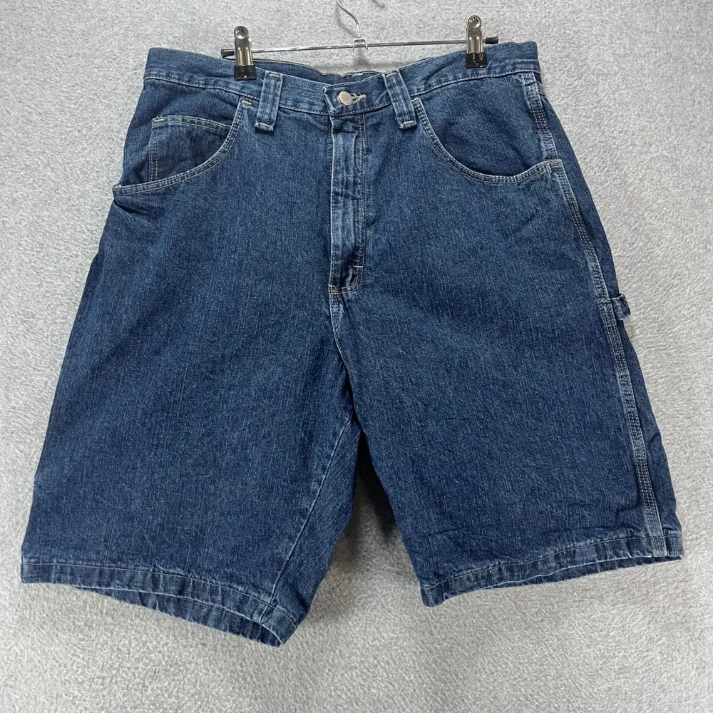 Vintage Wrangler Carpenter Denim Shorts Set Mens 33 Blue 100% Workwear Utility